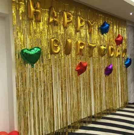 Дождик для фотозоны украшение 245 см на 92 см золотистый Киев