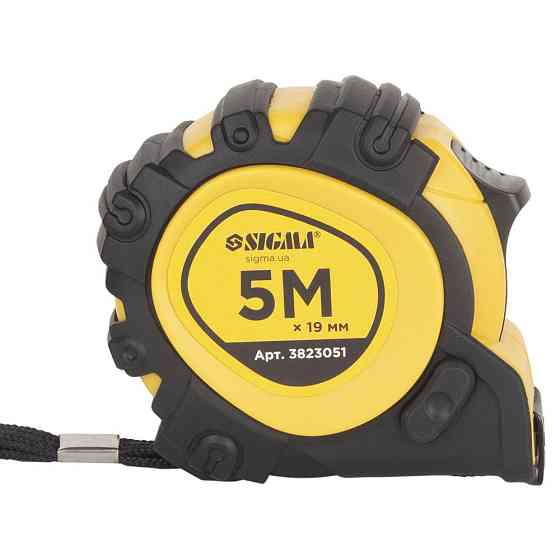 Рулетка магнітна гумова JT фіксатор + гальмо 5 м × 19 мм SIGMA (3823051) Київ