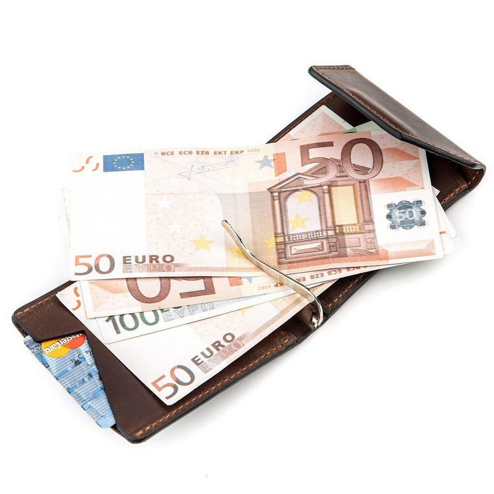 Зажим для денег винтажный GRANDE PELLE 11148 Коричневый Киев - изображение 2