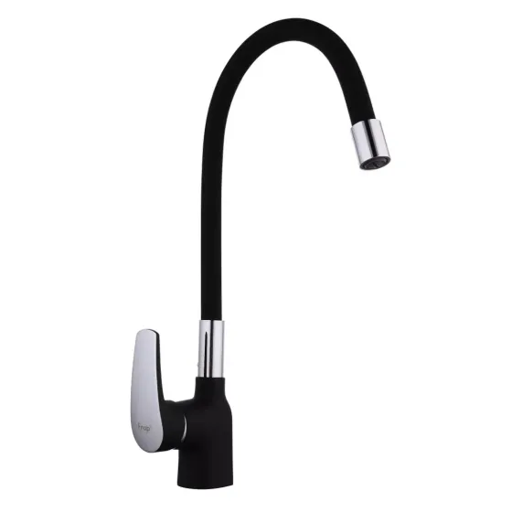 Змішувач для кухні Frap F4453-04 з гнучким виливом, чорний/хром Київ
