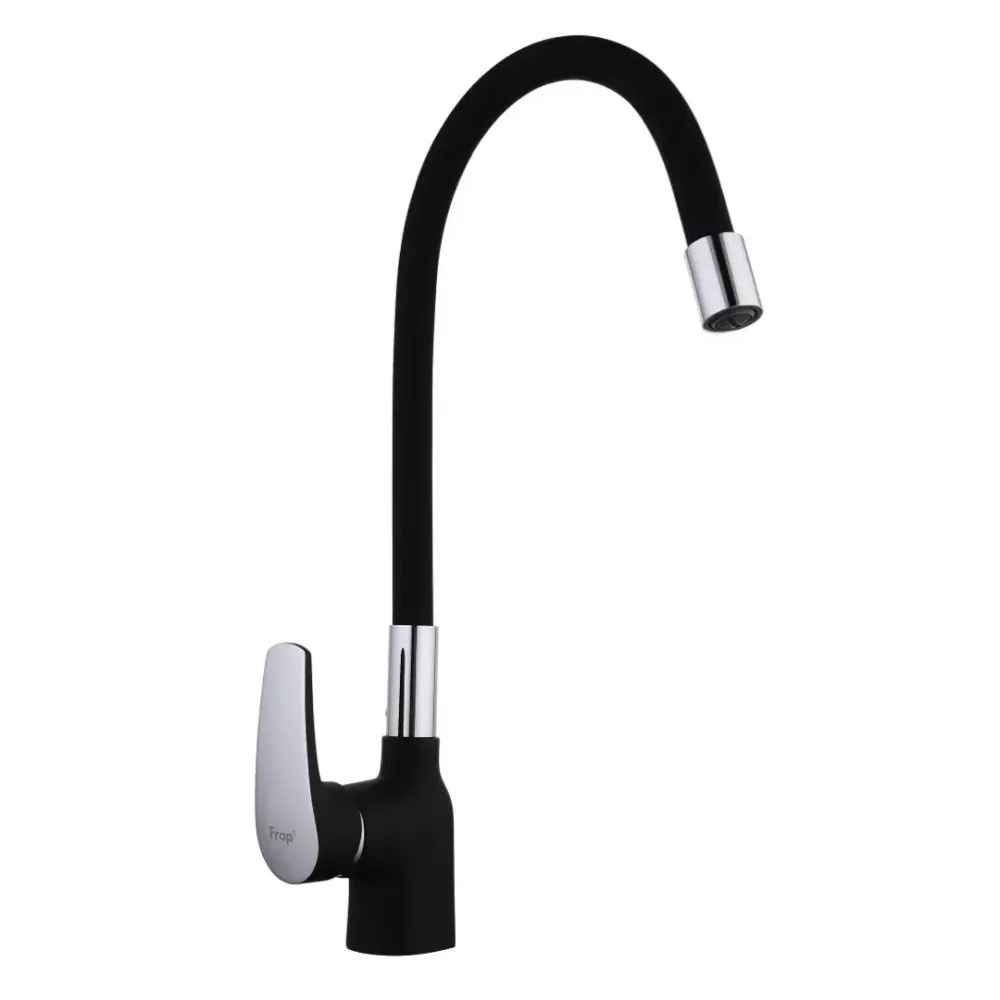 Змішувач для кухні Frap F4453-04 з гнучким виливом, чорний/хром Київ - фото 1