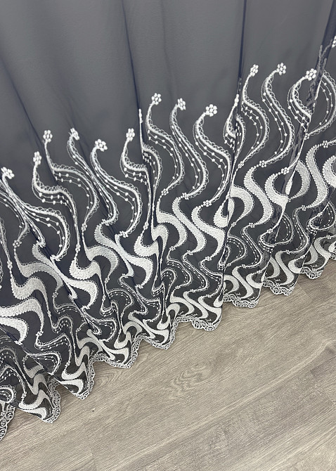 Тюль фатин "Омбре" з вишивкою та люрексом колір синій з білим 1762т Київ - фото 7