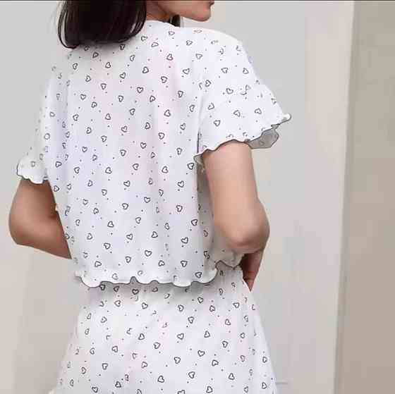 Женский домашний трикотажный комплект двойка с сердечками 44/46 Одесса