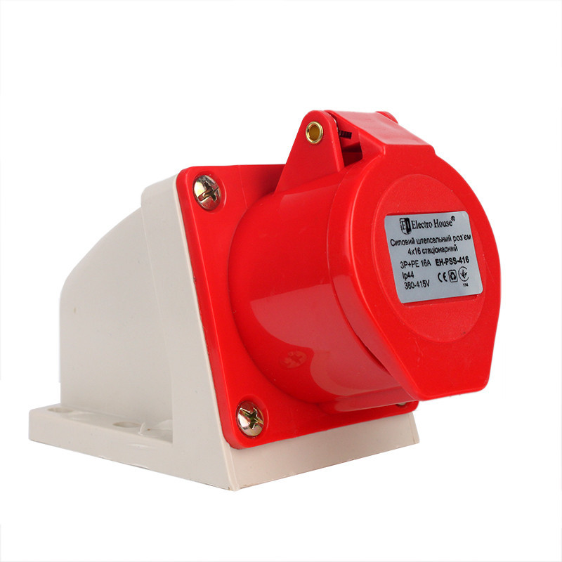 Разъем силовой штепсельный стационарный 4x16 3P+PE, 16А, 380-415 В, IP44 Днепр - изображение 1