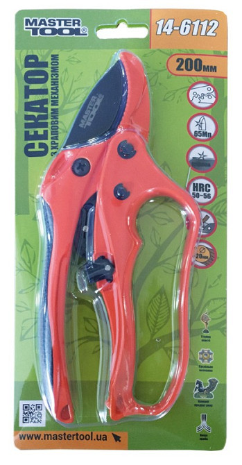 MASTERTOOL Секатор садовий MASTERTOOL з ковадлом храповий 200 мм ручки з алюмінію з покриттям T Киев - изображение 4