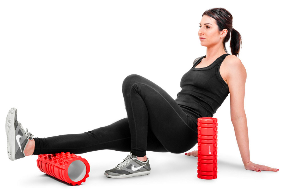 Роллер массажер (валик, ролик) для кроссфита и йоги Hop-Sport HS-001YG красный Киев - изображение 4