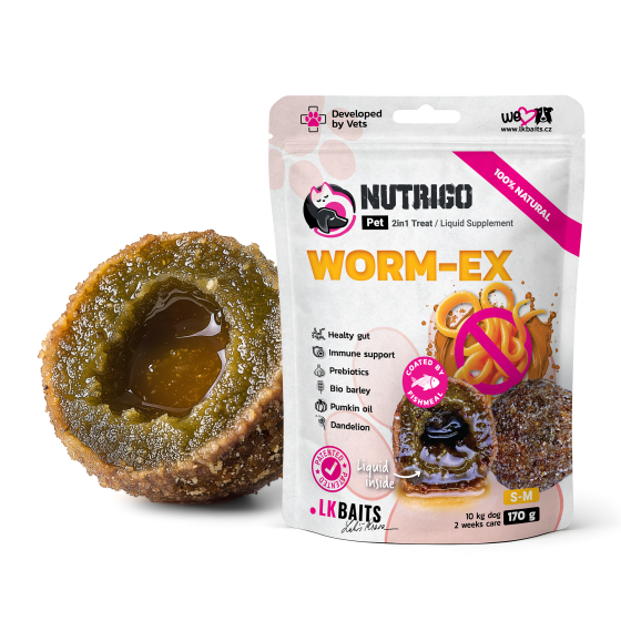 LK Baits Pet Nutrigo Worm-Ex S-M Функціональні ласощі для собак середніх порід з рослинним комплексом для кишківника (Ø 20 мм), 170 г Київ
