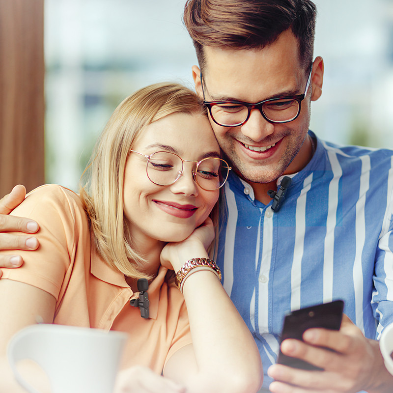 Бездротова мікрофонна система BOROFONE BFK12 Trophy lavalier dual-mic (iP/Type-C) Black Київ - фото 8