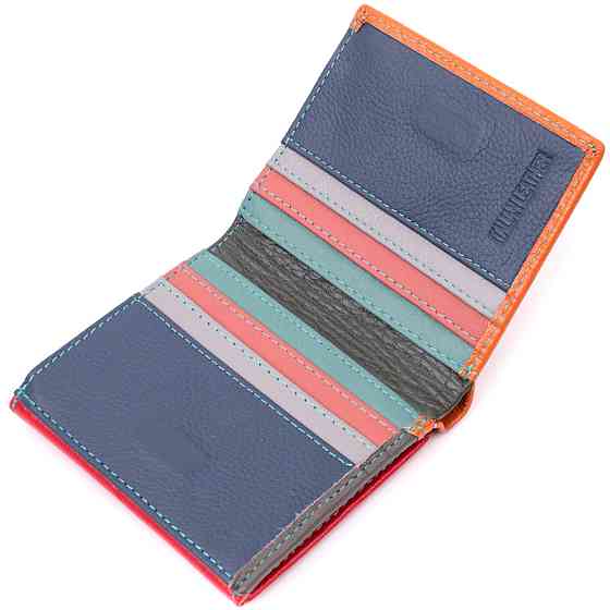 Интересный женский кошелек с оригинальной монетницей из натуральной кожи ST Leather 19509 Разноцветный Киев