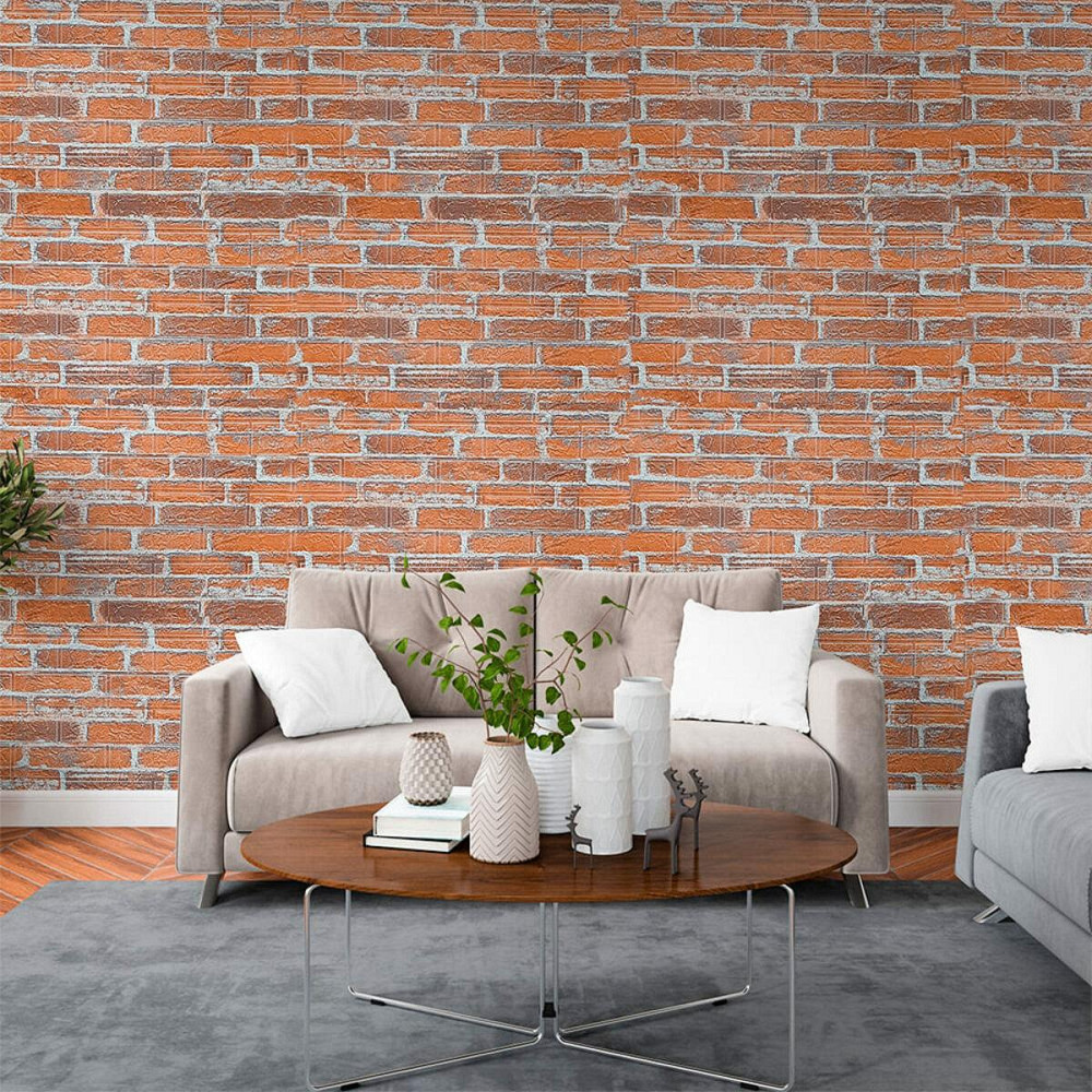 Самоклеющаяся 3D панель 3080х700х3мм Рыжий Екатеринославский Кирпич SW-00001762 Киев - изображение 8