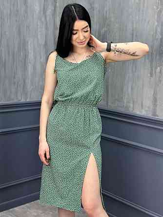 Літній сарафан з розрізом "Kristen" оптом | Розпродаж моделі Оливковий, 46-48 Київ