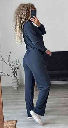 Женский стильный повседневный костюм двойка: кардиган на пуговицах + брюки трикотажный рубчик Графит, 50/52 Одесса