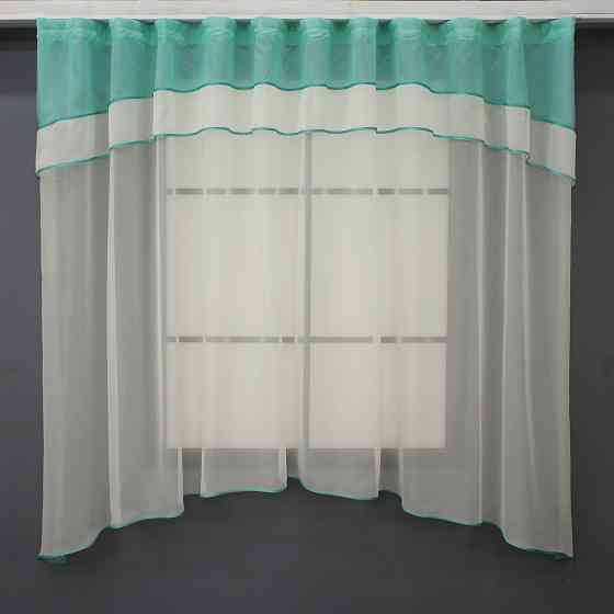 Кухонная гардина VR-Textil № 036к арка молочный с бирюзовым 270х170 см (52-0855) Киев