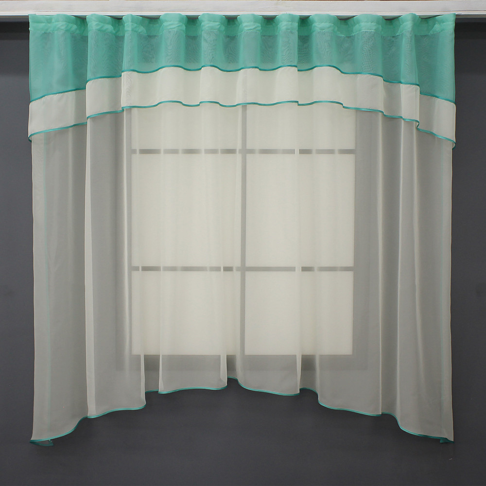 Кухонная гардина VR-Textil № 036к арка молочный с бирюзовым 270х170 см (52-0855) Киев - изображение 1