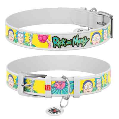 Нашийник для тварин WAUDOG Design з QR паспортом "Рік та Морті 1" Ш 12 мм Д 20-28 см білий (3602-0280-15) Вінниця