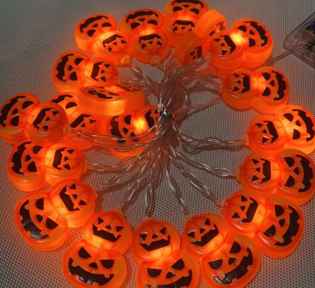 Гирлянда Хэллоуин Тыквы 150 см 10 led 4 на 5 см оранжево-черный Киев - изображение 5