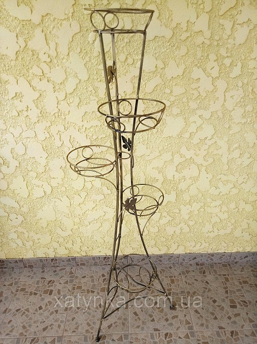 Підставка кована для квітів «Вежа» на 5 вазонів, стійка під квіти, вазон Київ - фото 2
