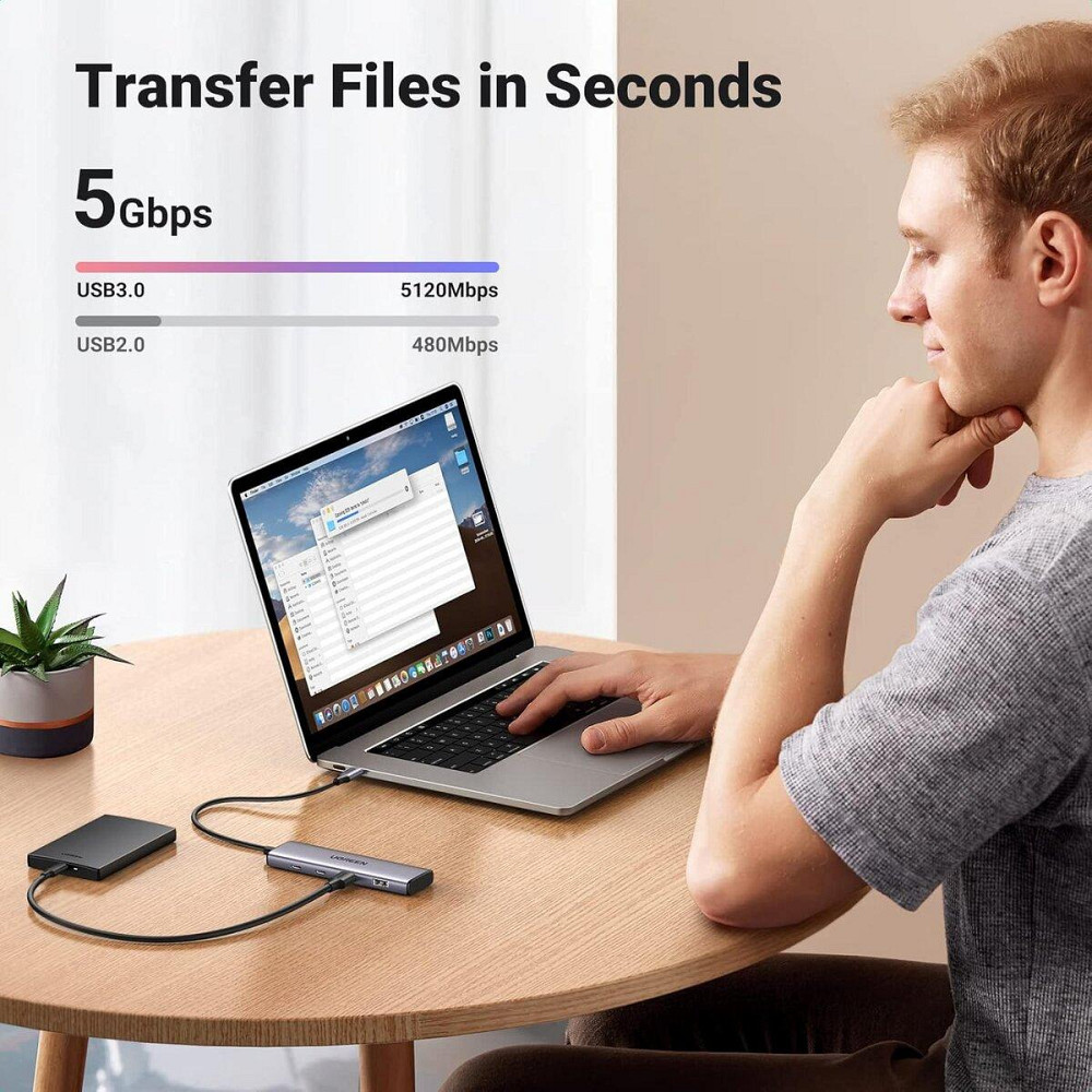 Хаб адаптер перехідник UGREEN 4-Port USB-C Hub UGR-15395 Одеса - фото 3