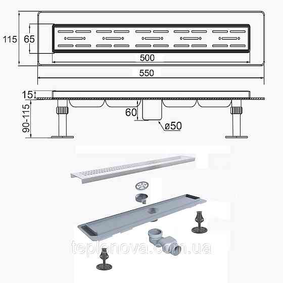 Трап линейный душевой TILLO TM009-50 50см Черновцы