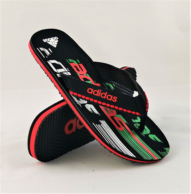 Чоловічі в'єтнамки Капці Adidas Шльопанці Чорні з Червоним Шльопанками (розміри: 45) Дніпро - фото 6
