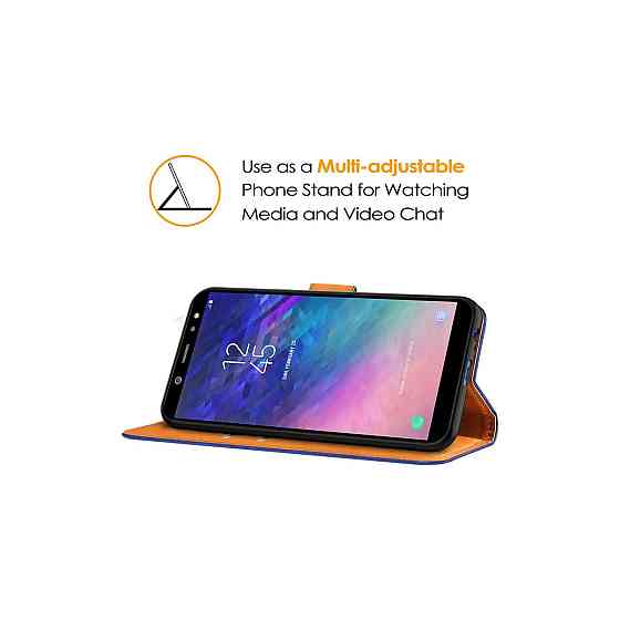 Чохол для телефону кейс гаманець Peakally Samsung Galaxy A6 2018 синій PU шкіра TPU підставка слоти для карт магніт Київ