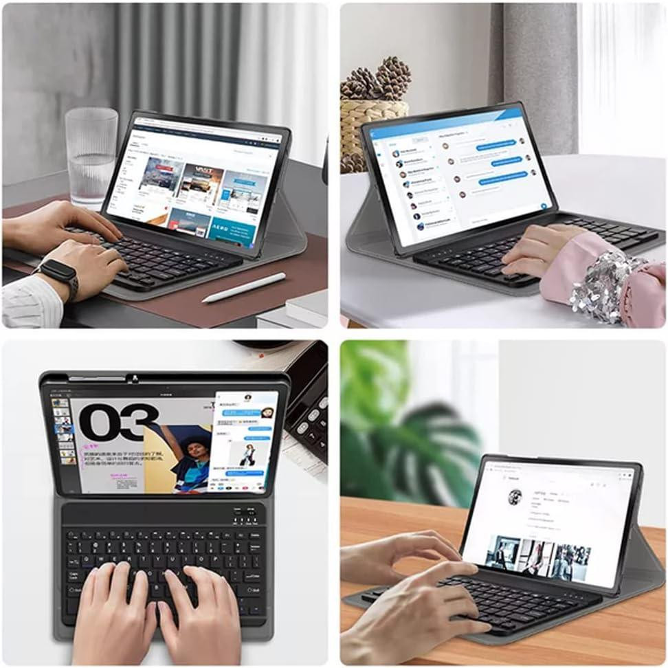 Противоударный чехол-книжка с клавиатурой на Samsung Galaxy Tab S7 FE/S7+/S8+ 12.4