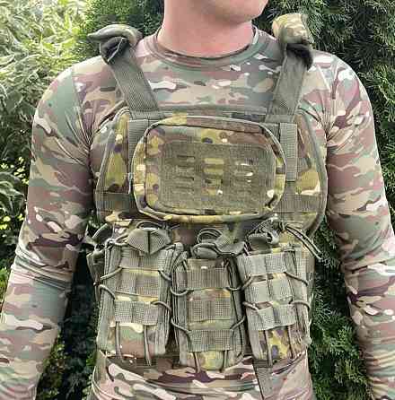 Плитоноска с подсумками Кордура 1000D + 4 кармана для магазинов (без плит) Камуфляж Винница