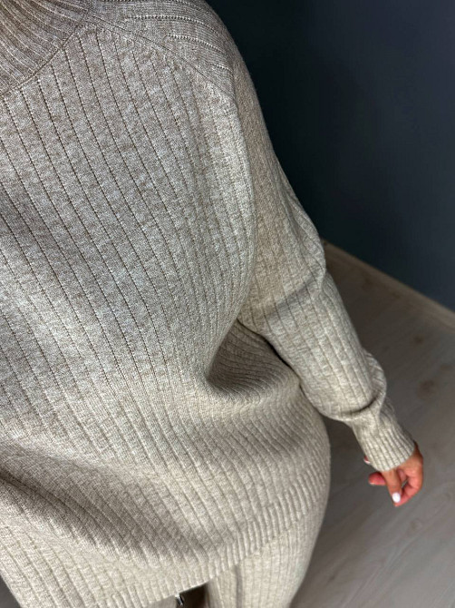 Костюм женский Accorddream 8703-28108 свитер с брюками в рубчик вязаный оверсайз, бежевый, one size Киев - изображение 7