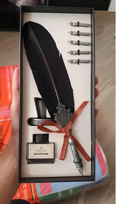 Подарунковий набір з пір’яною ручкою та чорнильницею RESTEQ — стильний аксесуар для письма, натхнення та естетики Київ - фото 4