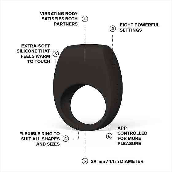 Ерекційне кільце з вібрацією LELO Tor 3 Black, керування зі смартфона Sex Aura Київ