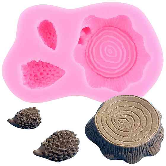 Молд силіконовий Пеньок з їжаками 75 на 48 мм рожевий Київ