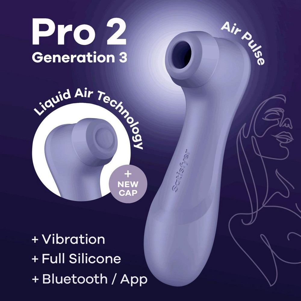 Вакуумний кліторальний стимулятор Satisfyer Pro 2 Generation 3 with Liquid Air Connect App Lilac Sex Aura Київ - фото 1