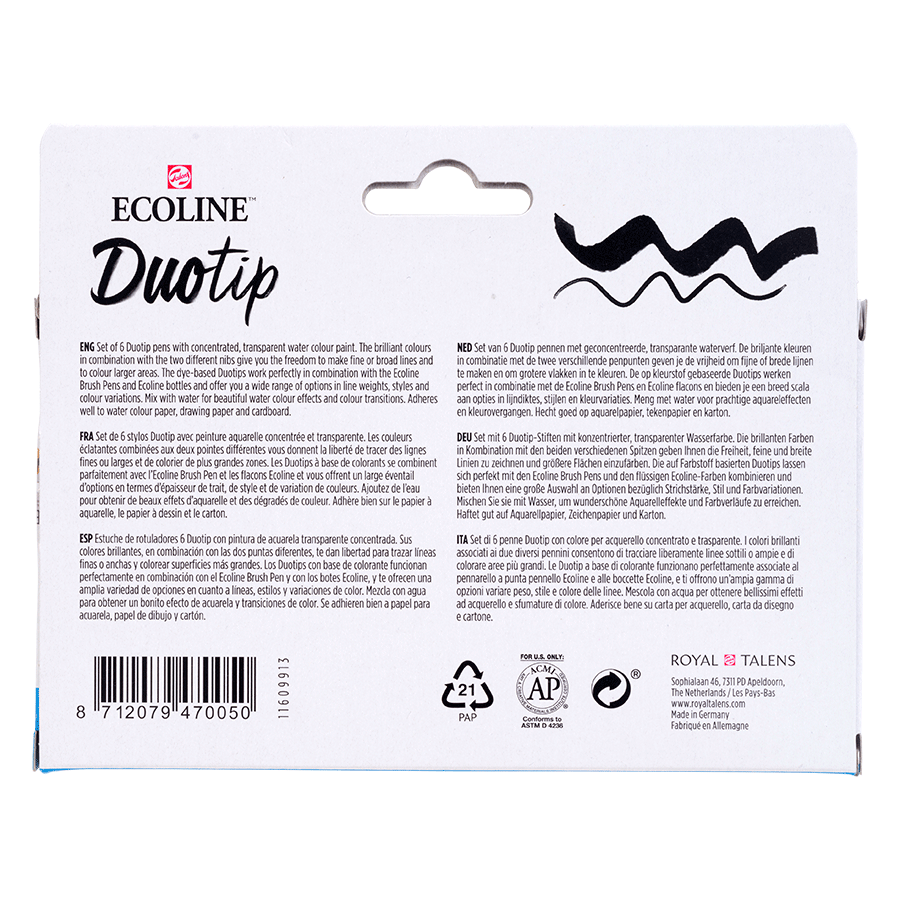 Набір маркерів акварельних двосторонніх ECOLINE DUO TIP Urban Landscape 6шт Royal Talens Київ - фото 5
