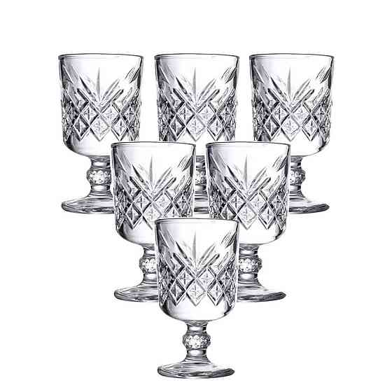 Yiwu Набір чарок на ніжці 6 шт 60 мл скляні чарки для горілки, настоянки HP-YH-42 Киев