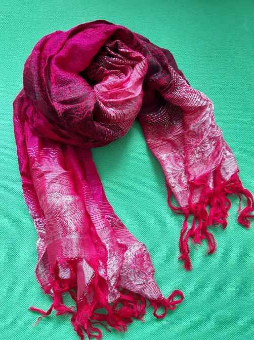Шарф малиновый женский - размер шарфа приблизительно 160*60см, 100% полиэстер Киев - изображение 1