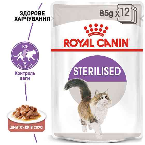 Вологий корм для дорослих стерилізованих котів ROYAL CANIN STERILISED IN GRAVY 0.085 кг Київ