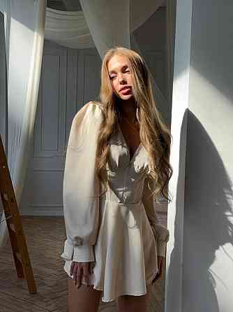 Жіноче романтичне мініплаття-комбінезон костюмка Бежевий, 46/48 Одеса