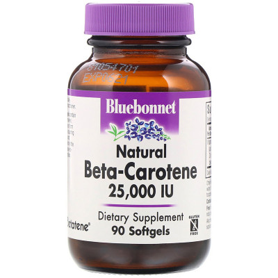 Вітамін Bluebonnet Nutrition Натуральний бета-каротин, Beta Carotene 25,000МЕ, 90 гелевих (BLB-00316) Вінниця - фото 1