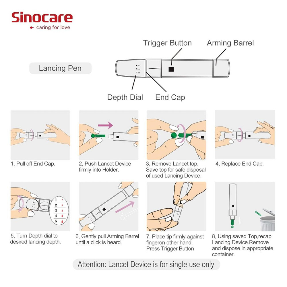 Глюкометр Sinocare GA-3 з тест-полосками та ланцетами Київ - фото 8