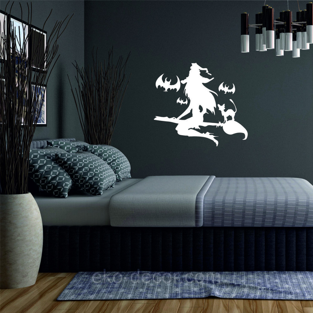 Декоративное настенное Панно «Ведьма на метле», Декор на стену 90*80 см, Белый Киев - изображение 3