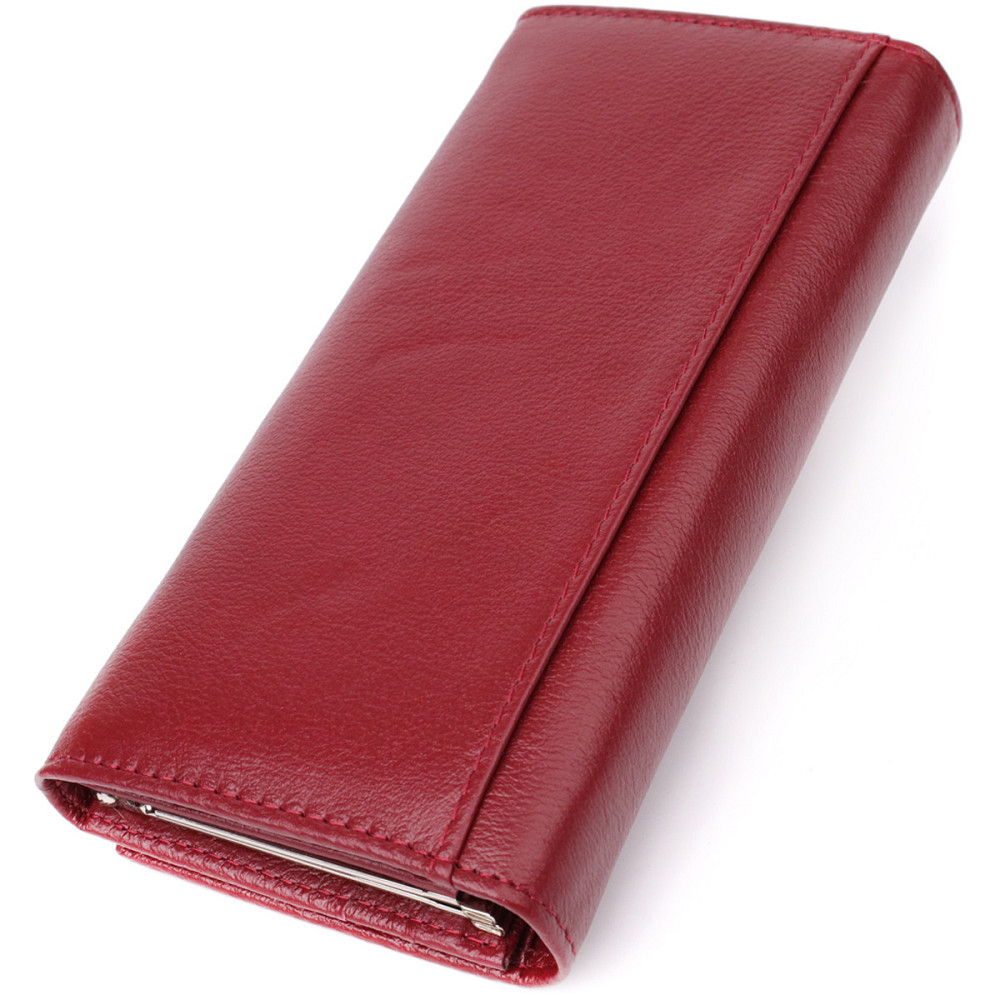 Елегантний гаманець у два складення з натуральної шкіри ST Leather 23065 Бордовий Київ - фото 2