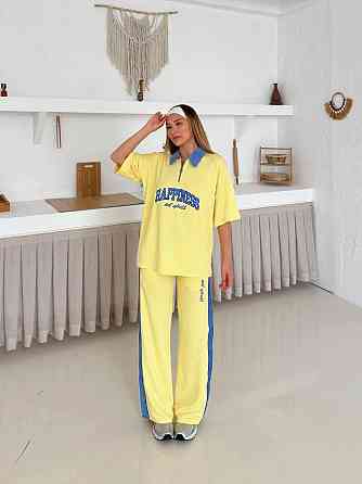 Женский стильный прогулочный костюм двойка трикотаж Желтый, M Одесса