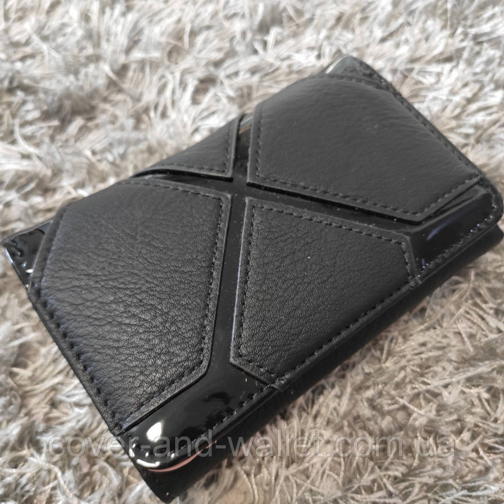 Компактный женский кошелек черного цвета с монетницей PC 623 Киев - изображение 2