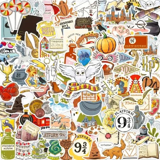 Набор 50 стикеров в стиле Гарри Поттера — водостойкие наклейки для декора Киев