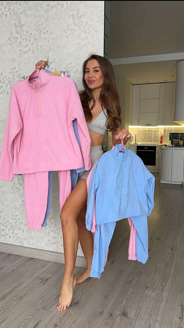 Детский прогулочный спортивный костюм двойка: кофта и штаны для девочки микровельвет Голубой, 116-122 Одесса - изображение 1