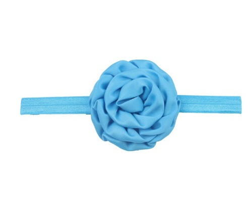 Пов'язка дитяча з трояндочкою блакитна квітка 8см, окружність 36-52см Київ - фото 1