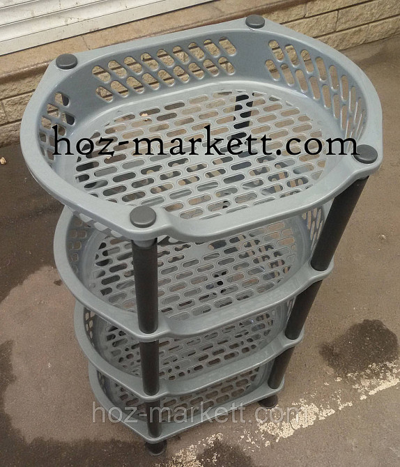 Полиця етажерка пластикова для ванної та кухні (сіра) Харків - фото 1