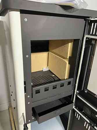 Піч-камін на дровах ALFA-PLAM ELITA 2 біла буржуйка 6 кВт до 40 м2 з варильною поверхнею верхній димохід Сербія Київ