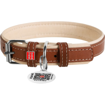 Ошейник для животных WAUDOG Soft с QR паспортом M Ш 25 мм Д 38-49 см коричневый (7203) Винница - изображение 1
