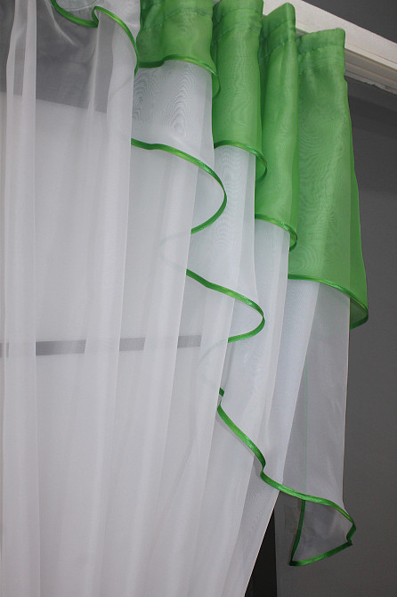 Кухонная занавеска VR-Textil № 114к ламбрекен и тюль салатовый с белым 270х170 см (52-0795) Киев - изображение 5